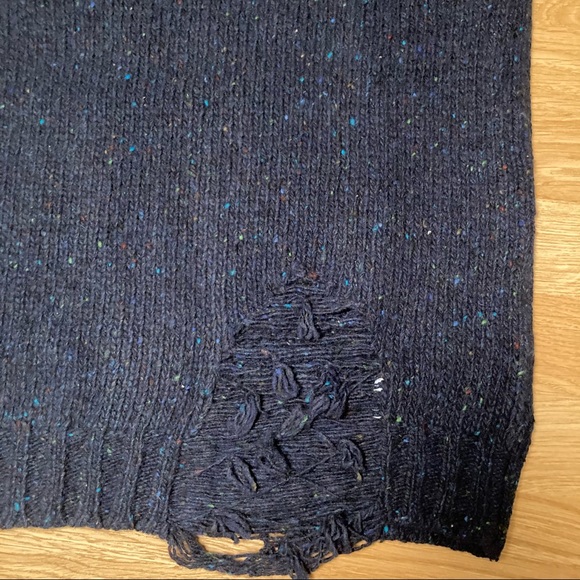 Maison Margiela Distressed Navy Hem Knit Sweater - Picture 3 of 8